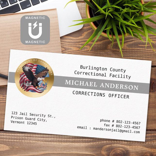 Correctional Department Parole Officer Prison Logo Business Card Magnet (Creator Uploaded)