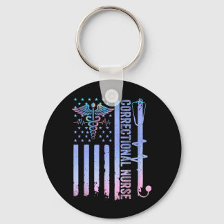 Correctional Nurse Aamerican Flag Corrections Keychain