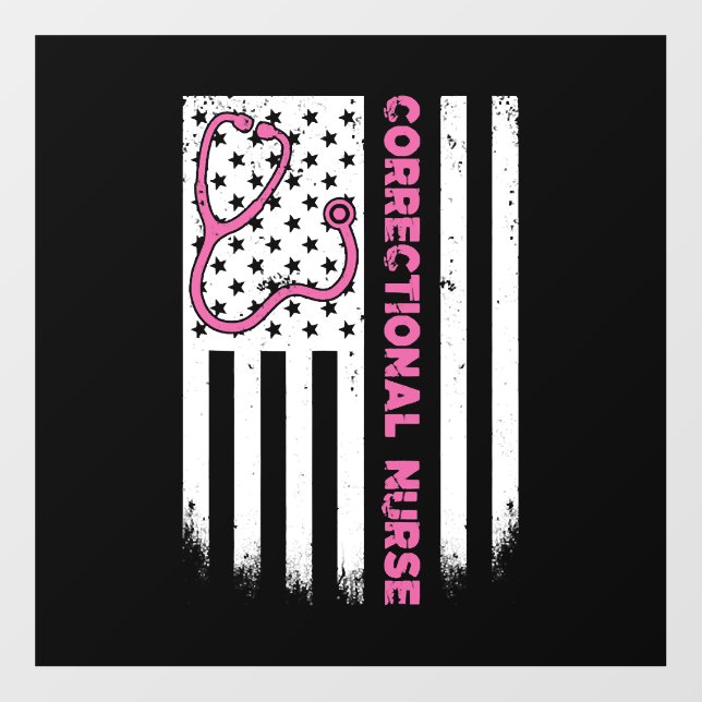 Correctional Nurse American flag US Stethoscope Floor Decals (Front)