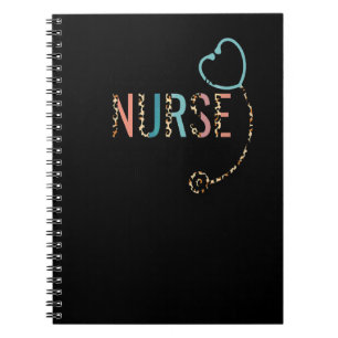 Correctional Nurse Jail Squad Leopard Stethoscope Notebook