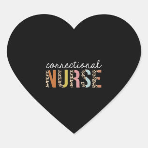 Correctional Nurse Leopard Print Registered RN Heart Sticker