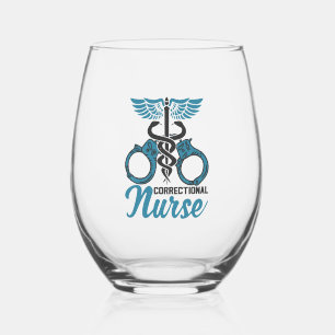 Correctional Nurse Nursing Prison Faciliity Stemless Wine Glass