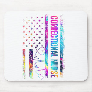 Correctional Nurse Tie Dye American Flag Patriotic Mouse Pad