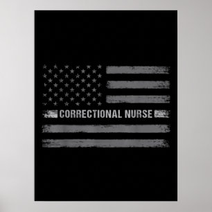 Correctional Nurse US Flag Vintage Health Care Poster