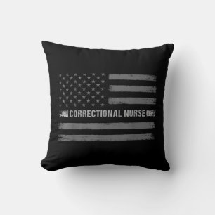 Correctional Nurse US Flag Vintage Health Care Throw Pillow