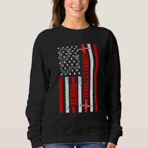 Correctional Nurse Usa American Flag Heartbeat Ste Sweatshirt
