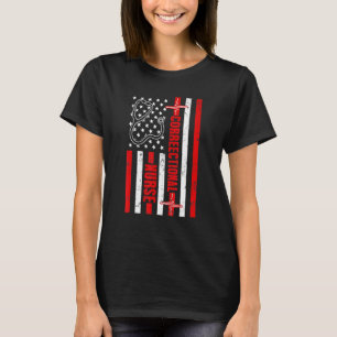 Correctional Nurse Usa American Flag Heartbeat Ste T-Shirt