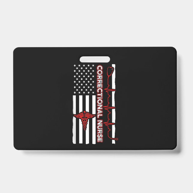 Correctional Nurse USA Flag Nursing RN Badge (Front)