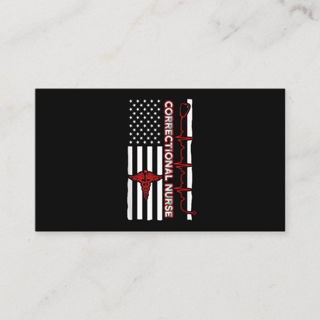 Correctional Nurse USA Flag Nursing RN Business Card (Front)