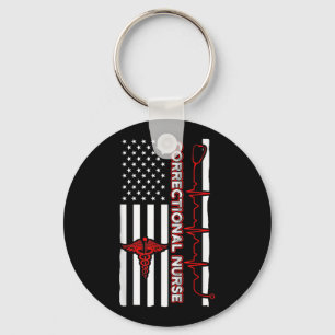 Correctional Nurse USA Flag Nursing RN Keychain