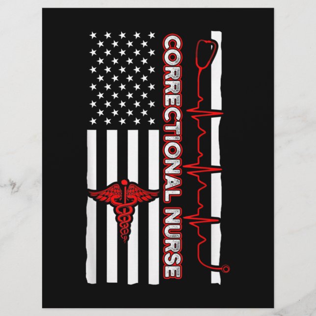 Correctional Nurse USA Flag Nursing RN Letterhead (Front)