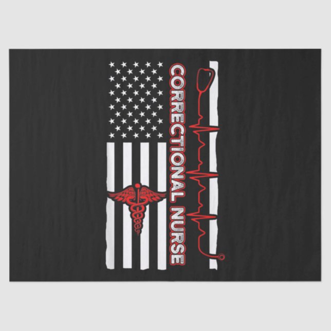 Correctional Nurse USA Flag Nursing RN Tissue Paper (Front)