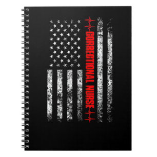 Correctional Nurse Vintage Patriotic American Flag Notebook