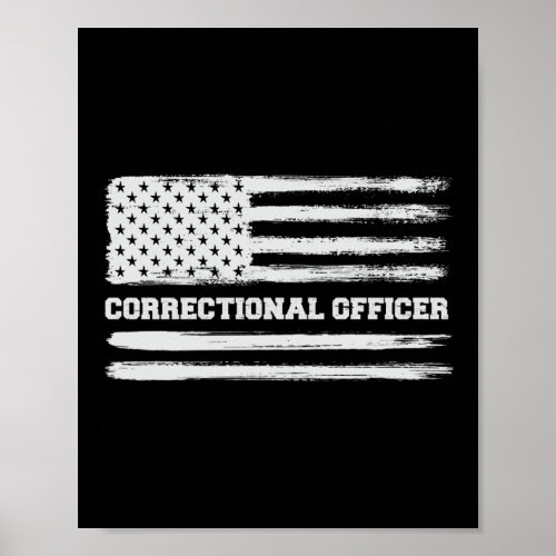 Correctional Officer American Flag Thin Silver Poster