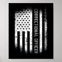 Correctional Officer American Flag Thin Silver