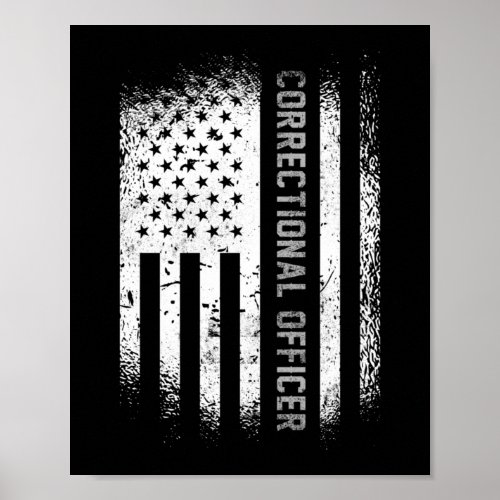 Correctional Officer American Flag Thin Silver Poster