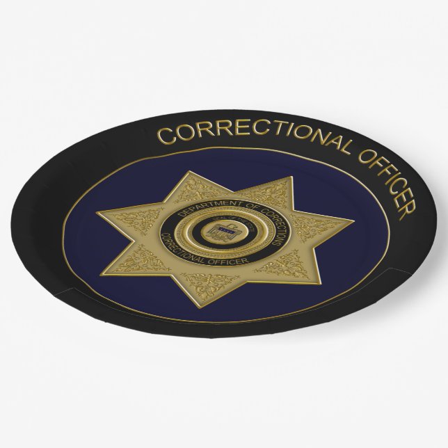 Correctional Officer Badge Gold 02-PAPER PLATES (Angled)