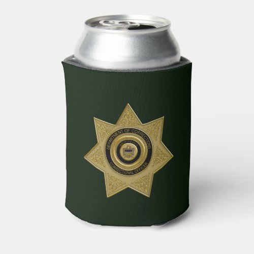 Correctional Officer Badge Gold Green_Can Cooler