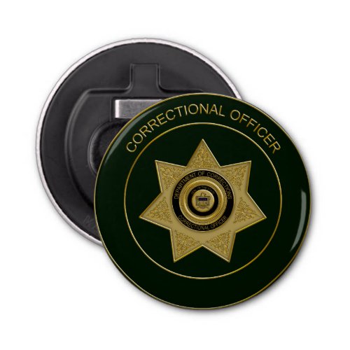 Correctional Officer Badge Grn_Round Bottle Opener