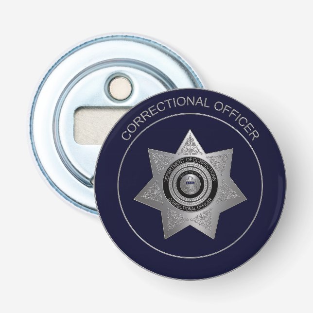 Correctional Officer Badge S01-Round Bottle Opener (Front)