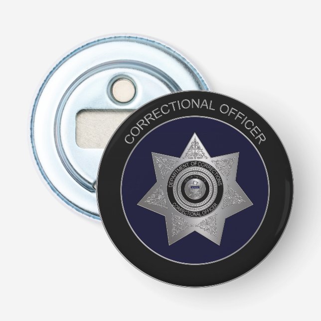 Correctional Officer Badge S02-Round Bottle Opener (Front)