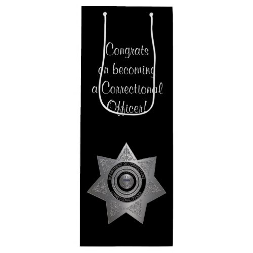 Correctional Officer BadgeSilve_Blk_Wine Gift Bag