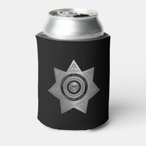 Correctional Officer BadgeSilver Blk_Can Cooler