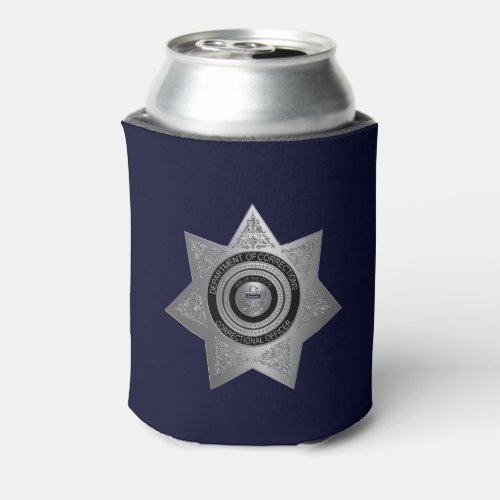 Correctional Officer BadgeSilver Blue_Can Cooler