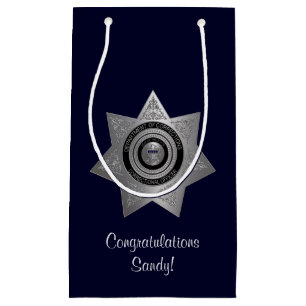 Correctional Officer Badge,Silver-Blue-Gift Bag S