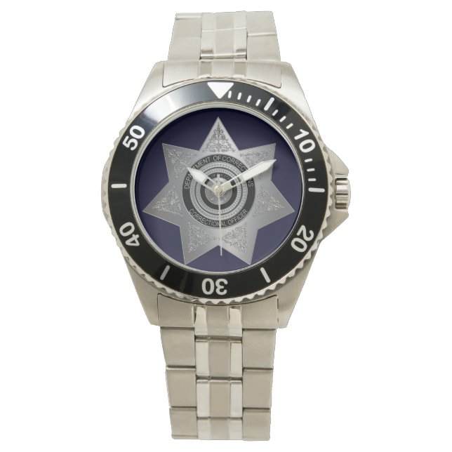 Correctional Officer Badge Silver Wrist Watch (Front)