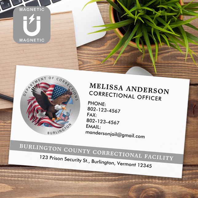 Correctional Officer Custom Law Enforcement Logo Business Card Magnet (Creator Uploaded)