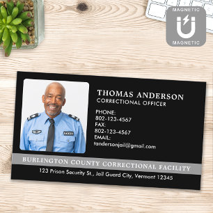 Correctional Officer Custom Photo Prison Security Business Card Magnet