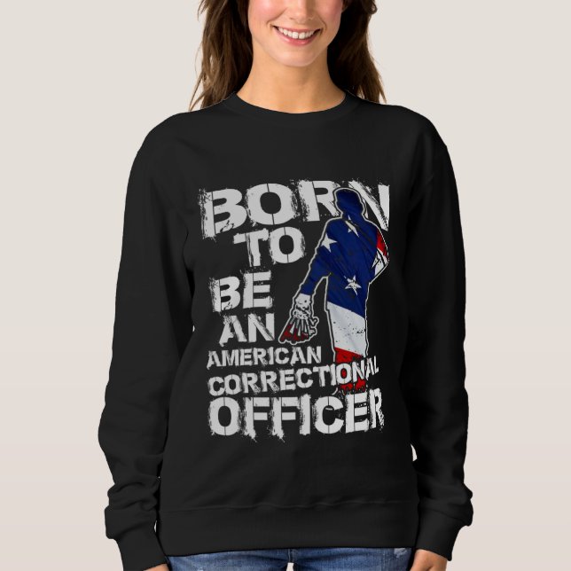Correctional Officer Distressed American USA Flag Sweatshirt (Front)