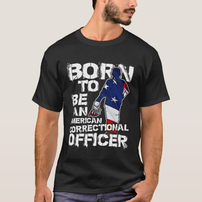 Correctional Officer Distressed American USA Flag T-Shirt (Front)