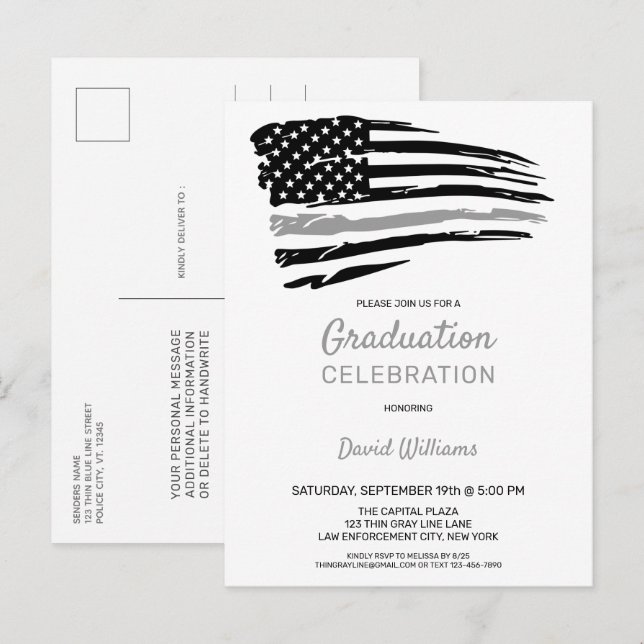 Correctional Officer Graduation Party America Flag Announcement Postcard (Front/Back)