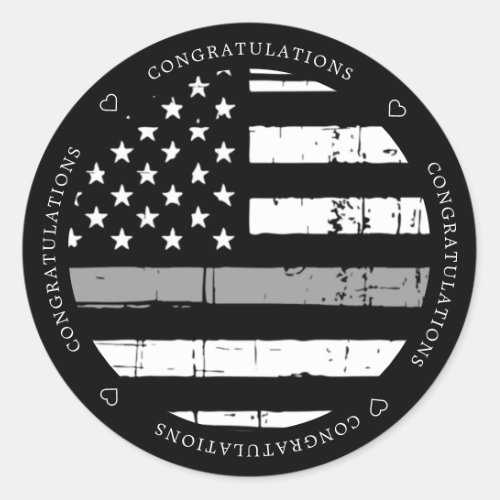 Correctional Officer Graduation Thin Gray Line  Classic Round Sticker
