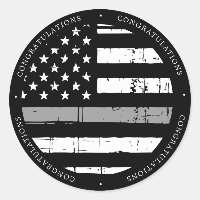 Correctional Officer Graduation Thin Gray Line  Classic Round Sticker (Front)