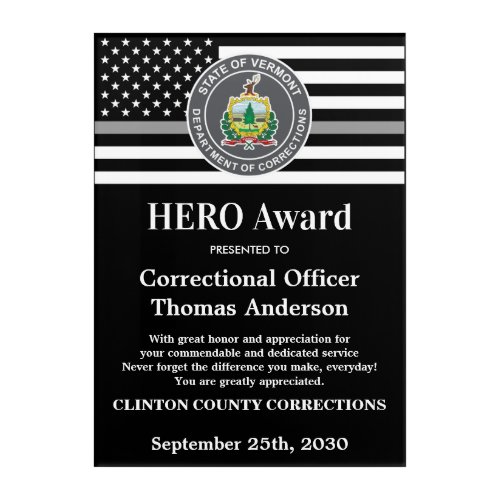 Correctional Officer HERO Award Department Logo Acrylic Print
