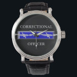 Correctional Officer Logo Watch<br><div class="desc">The symbol of Correctional Officers is the face design of this watch. A blue line with barbed wire... ."Keeping them behind the fence!"</div>