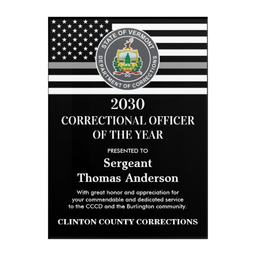 Correctional Officer Of The Year Award Dept Logo Acrylic Print