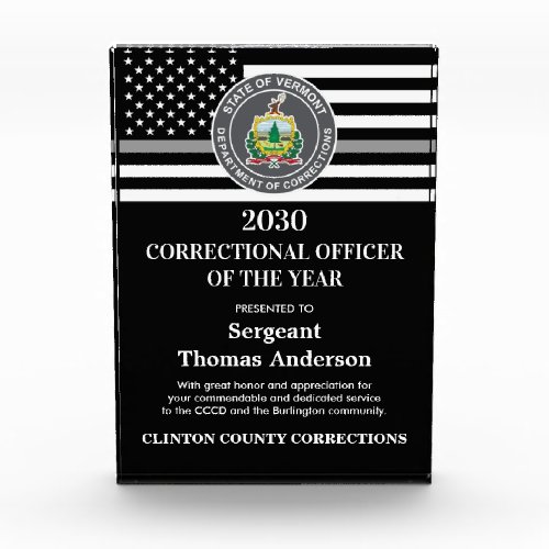 Correctional Officer Of The Year Department Logo Acrylic Award