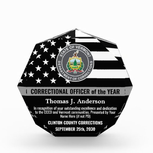 Correctional Officer Of The Year Logo Gray Line Ac Acrylic Award