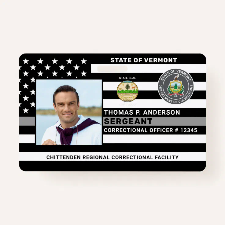 Correctional Officer Photo Logo Company Jailor ID Badge Zazzle