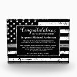 Correctional Officer Retirement Congratulations Acrylic Award<br><div class="desc">Celebrate and show your appreciation to an outstanding Correctional Officer with this Thin Gray Line Award - American flag design in Corrections Flag colors , distressed design. Personalize this correctional officer retirement award with officers name, text with law enforcement department name and community, and date of retirement. Perfect of correctional...</div>