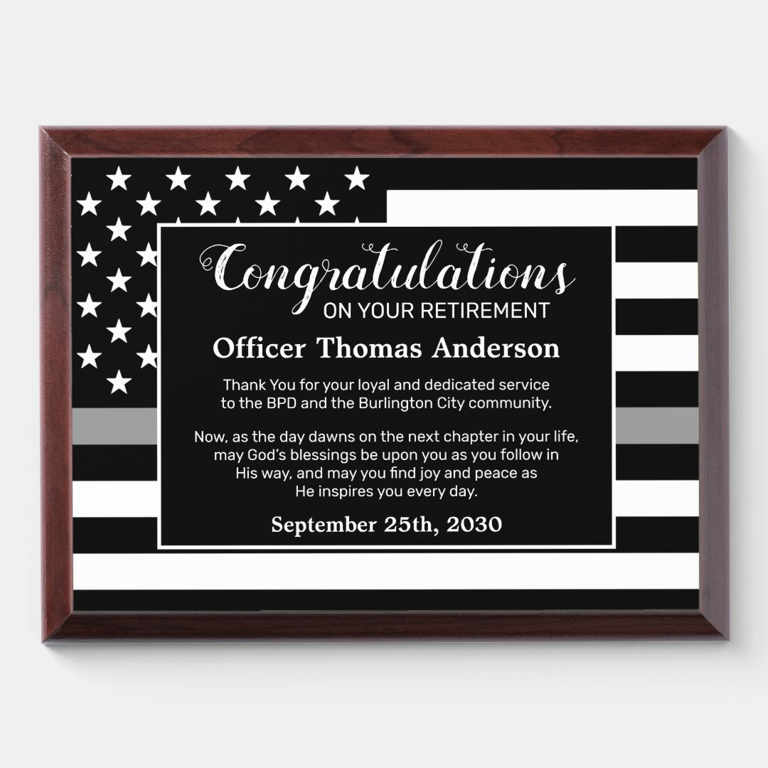 Correctional Officer Retirement Congratulations Award Plaque Zazzle