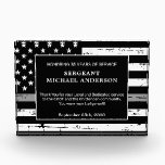 Correctional Officer Retirement Law Enforcement Acrylic Award<br><div class="desc">Celebrate and show your appreciation to an outstanding Correctional Officer with this Thin Gray Line Award - American flag design in Corrections Flag colors , distressed design. Personalize this correctional officer retirement award with officers name, text with law enforcement department name and community, and date of retirement. COPYRIGHT © 2020...</div>