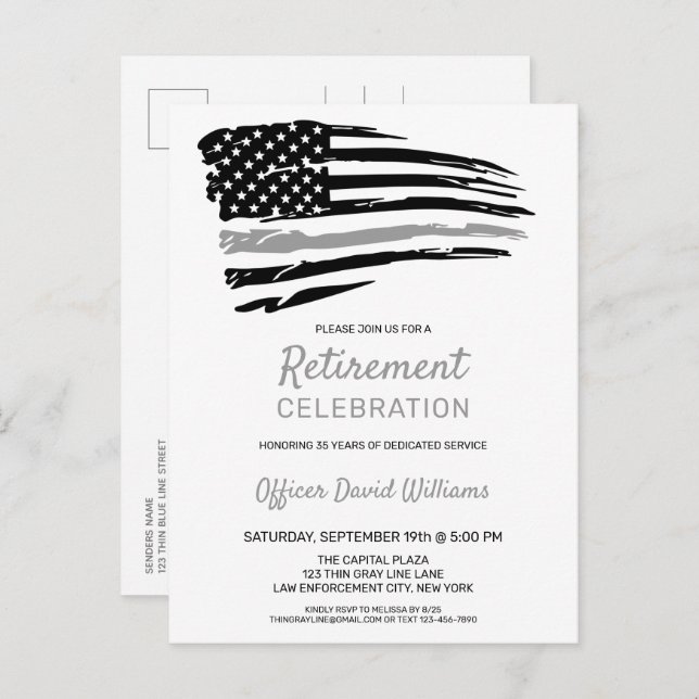Correctional Officer Retirement Party America Flag Announcement Postcard (Front/Back)