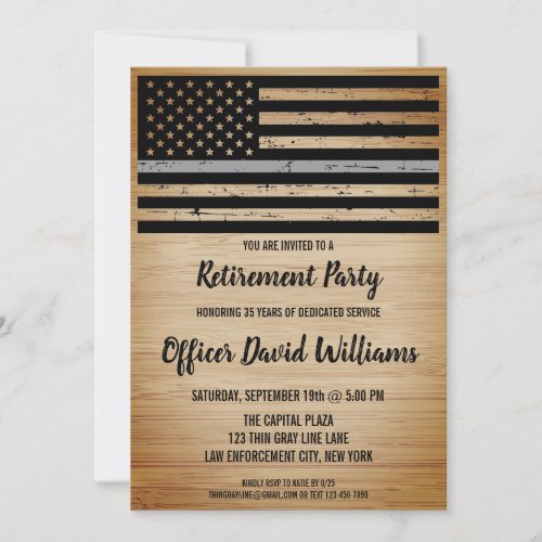 Correctional Officer Retirement Thin Gray Line Inv Invitation