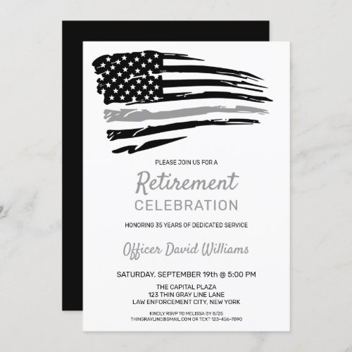 Correctional Officer Retirement Thin Gray Line Invitation