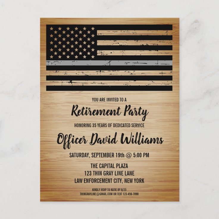 Correctional Officer Retirement Thin Silver Line Announcement Postcard